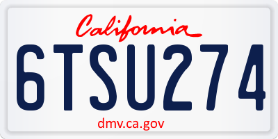 CA license plate 6TSU274