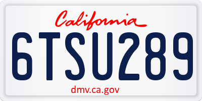 CA license plate 6TSU289