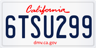 CA license plate 6TSU299