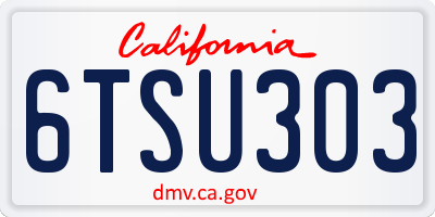 CA license plate 6TSU303