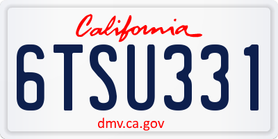CA license plate 6TSU331
