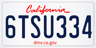 CA license plate 6TSU334