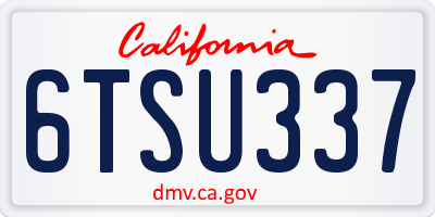 CA license plate 6TSU337