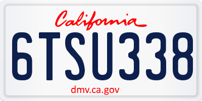 CA license plate 6TSU338