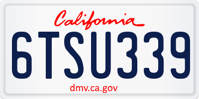 CA license plate 6TSU339