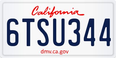 CA license plate 6TSU344