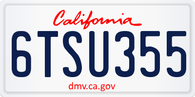 CA license plate 6TSU355