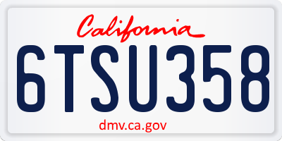 CA license plate 6TSU358