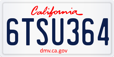 CA license plate 6TSU364