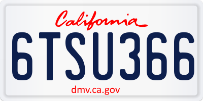 CA license plate 6TSU366