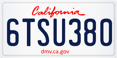 CA license plate 6TSU380