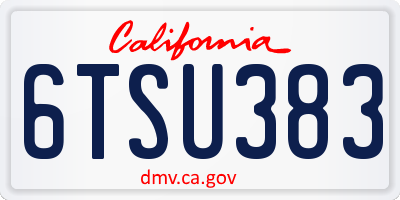 CA license plate 6TSU383