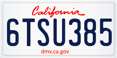 CA license plate 6TSU385