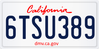 CA license plate 6TSU389