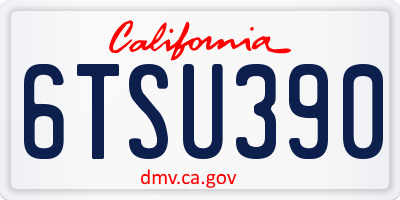 CA license plate 6TSU390