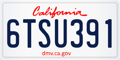 CA license plate 6TSU391
