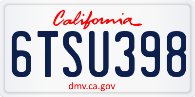 CA license plate 6TSU398