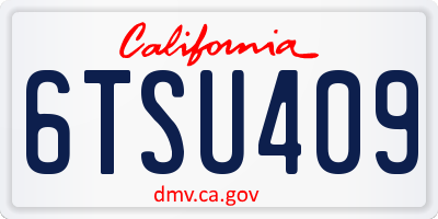 CA license plate 6TSU409