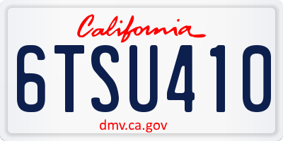 CA license plate 6TSU410