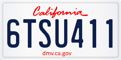 CA license plate 6TSU411