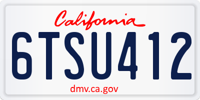 CA license plate 6TSU412