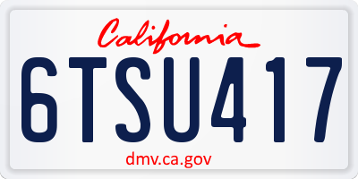 CA license plate 6TSU417