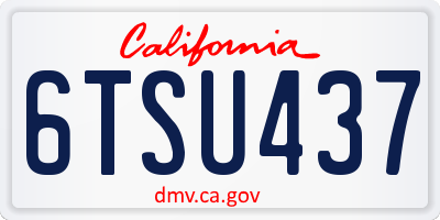 CA license plate 6TSU437