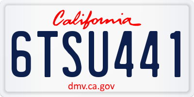CA license plate 6TSU441