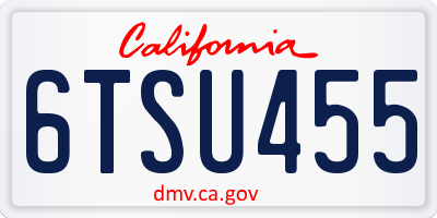 CA license plate 6TSU455