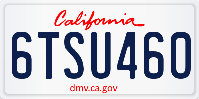 CA license plate 6TSU460