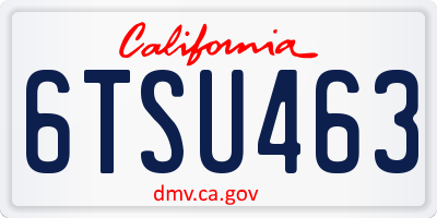 CA license plate 6TSU463