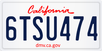 CA license plate 6TSU474