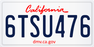 CA license plate 6TSU476