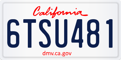 CA license plate 6TSU481