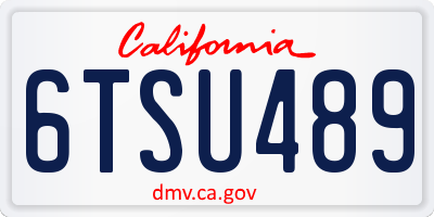 CA license plate 6TSU489