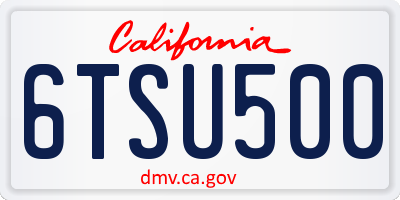 CA license plate 6TSU500