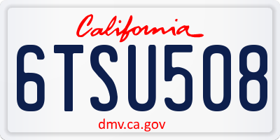 CA license plate 6TSU508