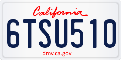 CA license plate 6TSU510