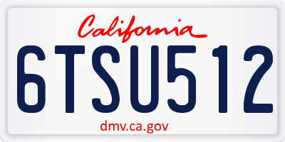 CA license plate 6TSU512