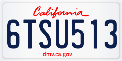 CA license plate 6TSU513
