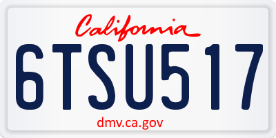 CA license plate 6TSU517