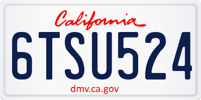 CA license plate 6TSU524