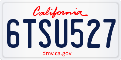 CA license plate 6TSU527