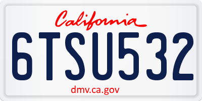CA license plate 6TSU532