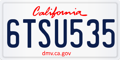 CA license plate 6TSU535