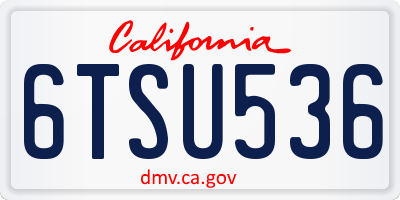 CA license plate 6TSU536