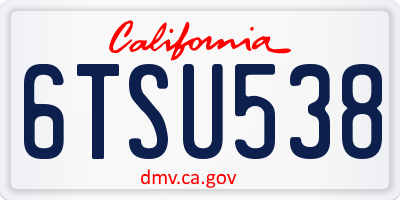 CA license plate 6TSU538