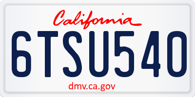 CA license plate 6TSU540