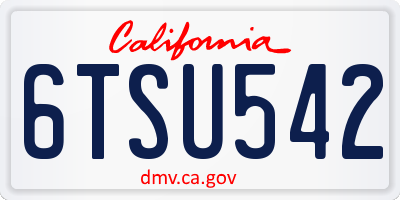 CA license plate 6TSU542