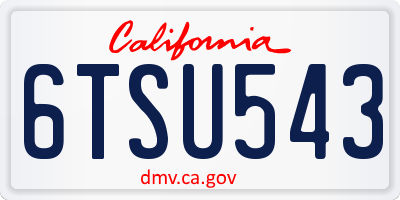 CA license plate 6TSU543